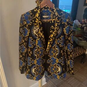 Alice + Olivia Vibrant Blue and Gold Jacket